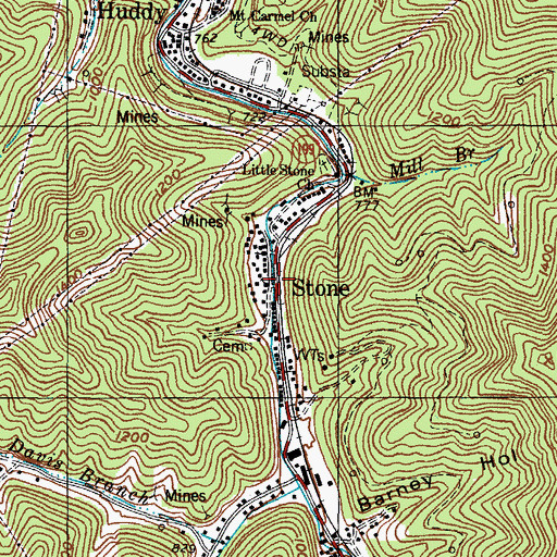 Topographic Map of Stone, KY