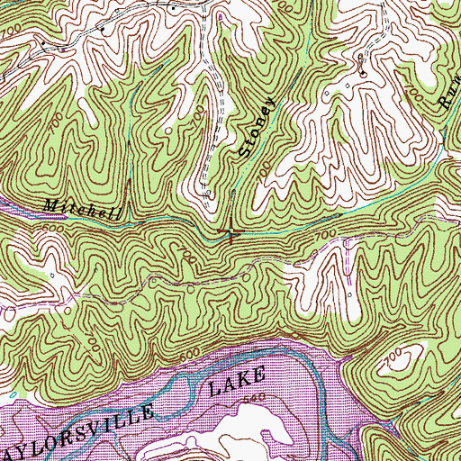 Topographic Map of Stoney Hollow, KY