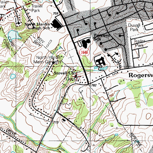 Topographic Map of Stovall Church, KY