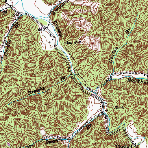Topographic Map of Straight Branch, KY