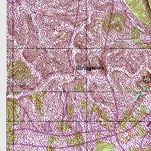 Topographic Map of Stringtown, KY