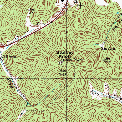 Topographic Map of Stuffley Knob, KY