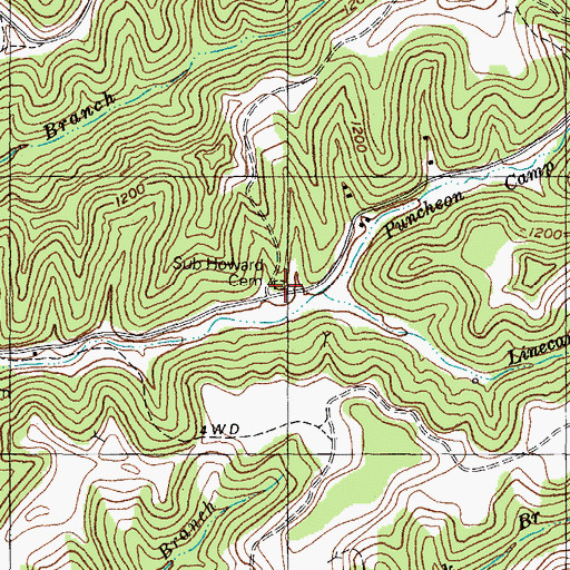 Topographic Map of Sub Howard Cemetery, KY