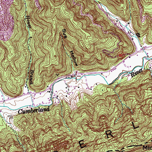 Topographic Map of Sue Hollow, KY