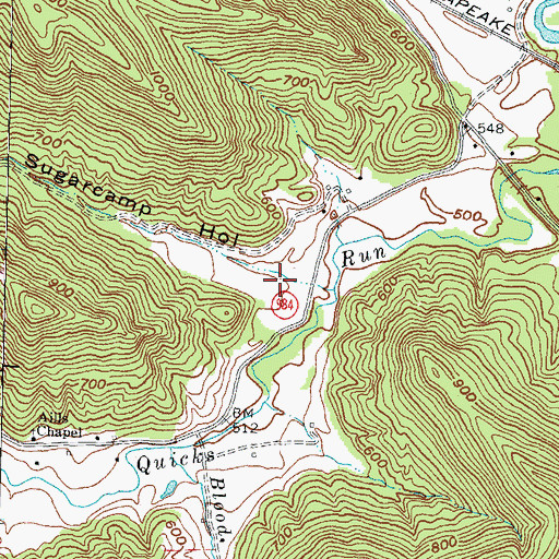 Topographic Map of Sugarcamp Hollow, KY