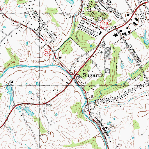 Topographic Map of Sugartit, KY