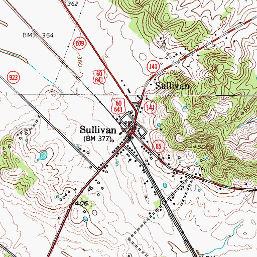 Topographic Map of Sullivan, KY
