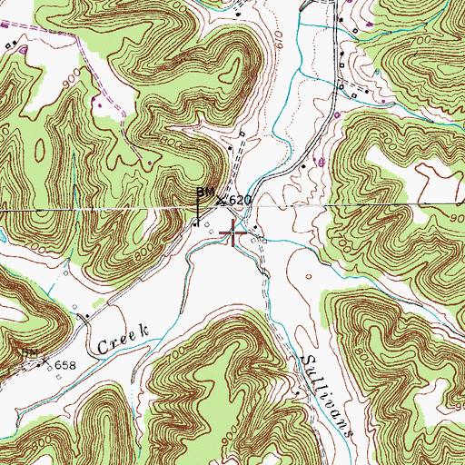 Topographic Map of Sullivans Prong, KY