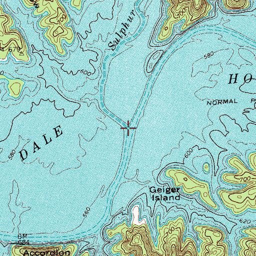Topographic Map of Sulphur Creek, KY