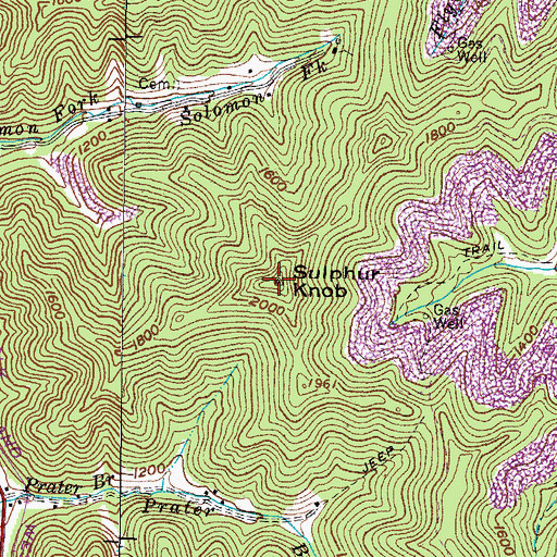 Topographic Map of Sulphur Knob, KY