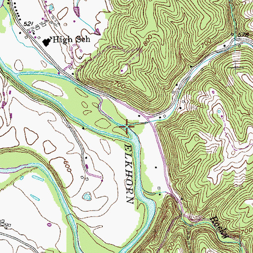 Topographic Map of Sulphur Lick Creek, KY