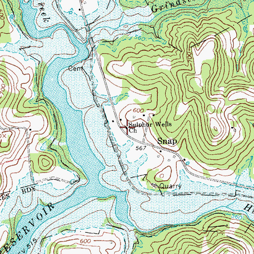 Topographic Map of Sulphur Wells Church, KY