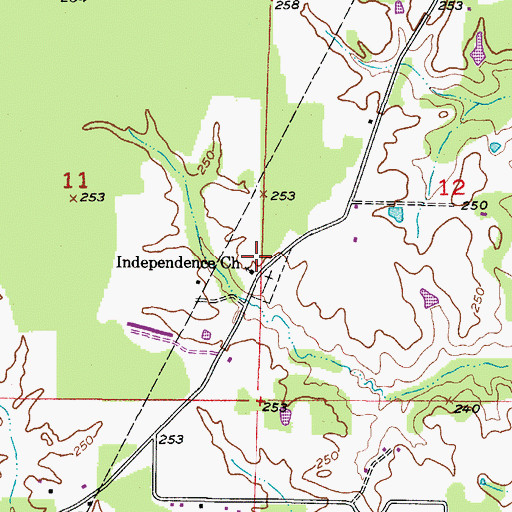 Topographic Map of Independence Church, AR