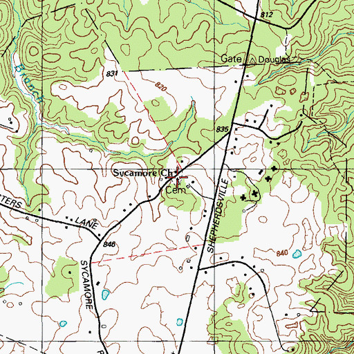 Topographic Map of Sycamore Church, KY