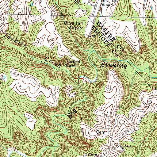 Topographic Map of Tarkiln Creek, KY