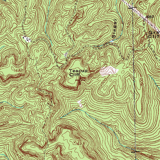 Topographic Map of Teacup Cliff, KY