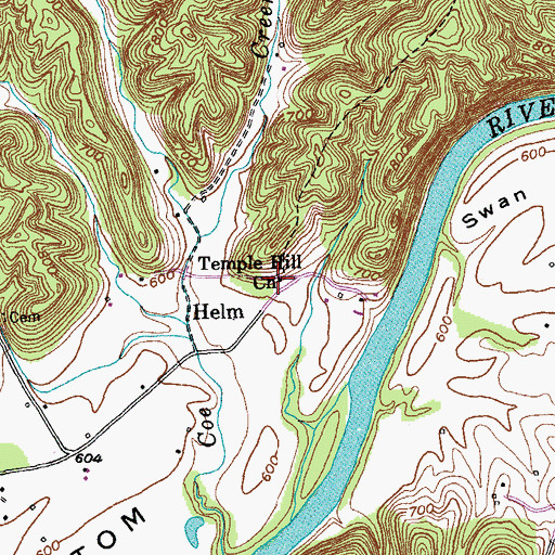 Topographic Map of Temple Hill Church, KY