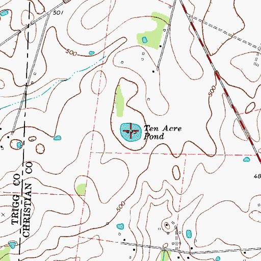 Topographic Map of Ten Acre Pond, KY
