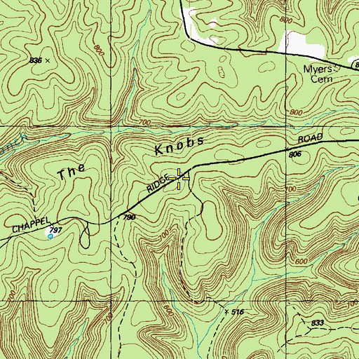 Topographic Map of The Knobs, KY