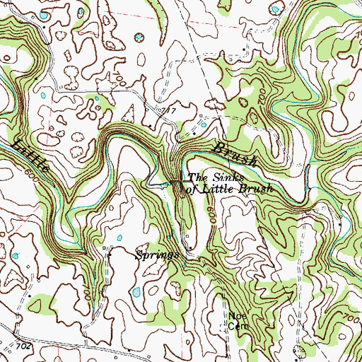 Topographic Map of The Sinks of Little Brush, KY