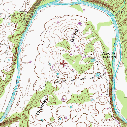 Topographic Map of Thomas Bend, KY