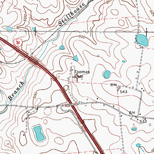 Topographic Map of Thomas Cemetery, KY