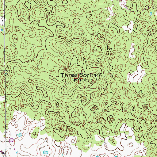 Topographic Map of Three Springs Knob, KY