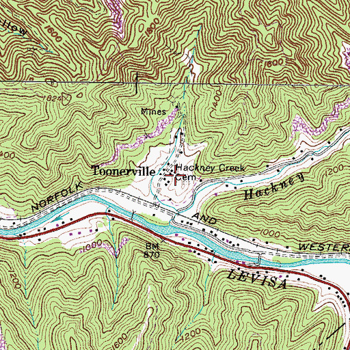 Topographic Map of Toonerville, KY