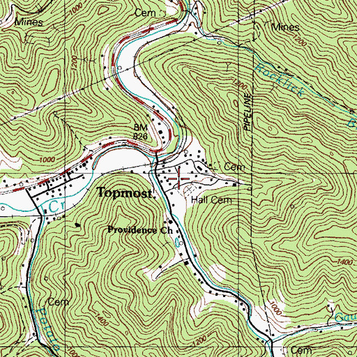 Topographic Map of Topmost, KY