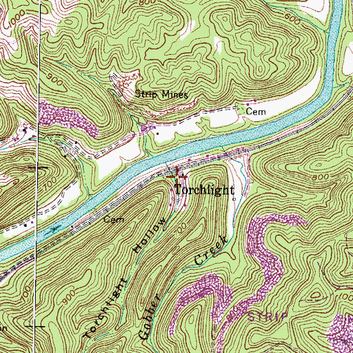 Topographic Map of Torchlight Hollow, KY