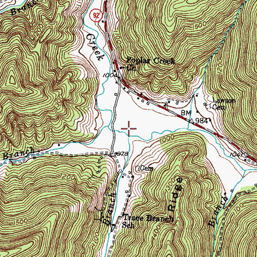 Topographic Map of Trace Branch, KY