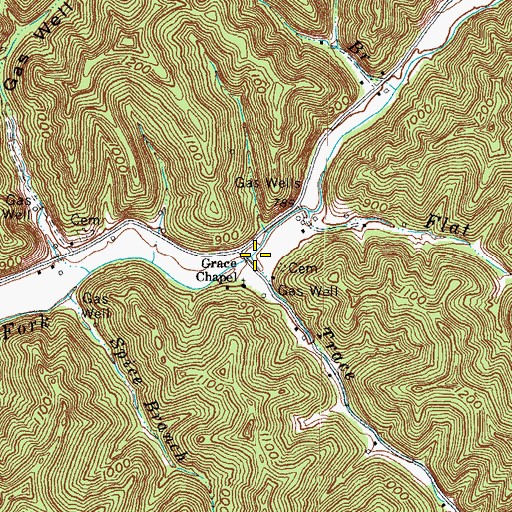 Topographic Map of Trace Fork, KY