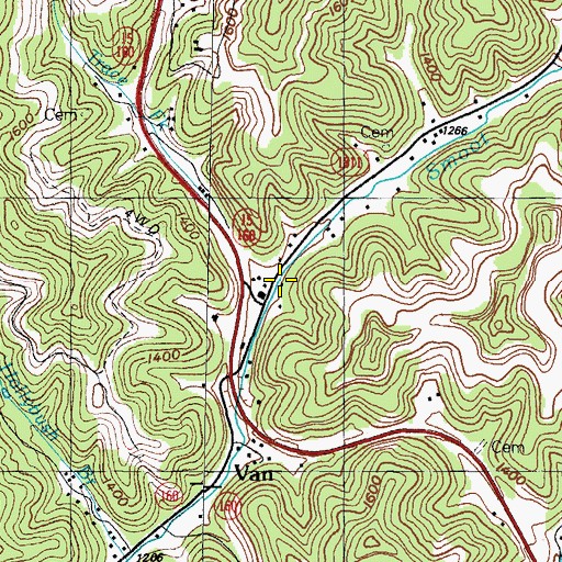 Topographic Map of Trace Fork, KY