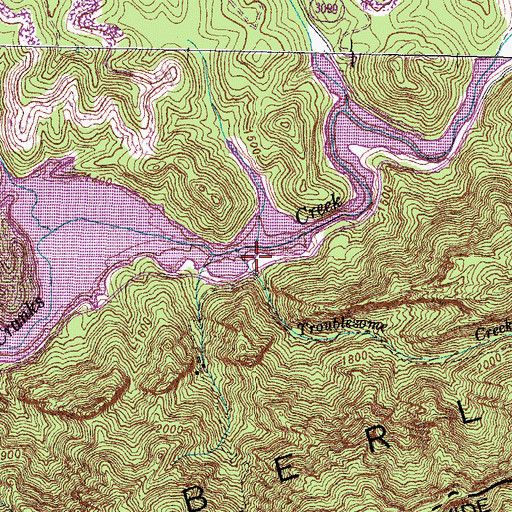 Topographic Map of Troublesome Creek, KY