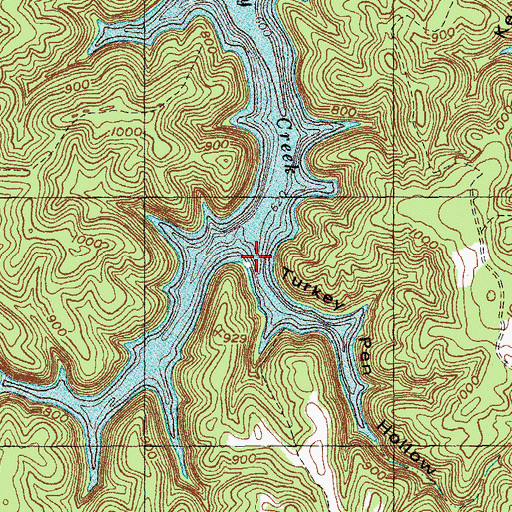 Topographic Map of Turkey Pen Hollow, KY