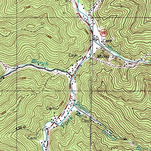 Topographic Map of Turtle Branch, KY