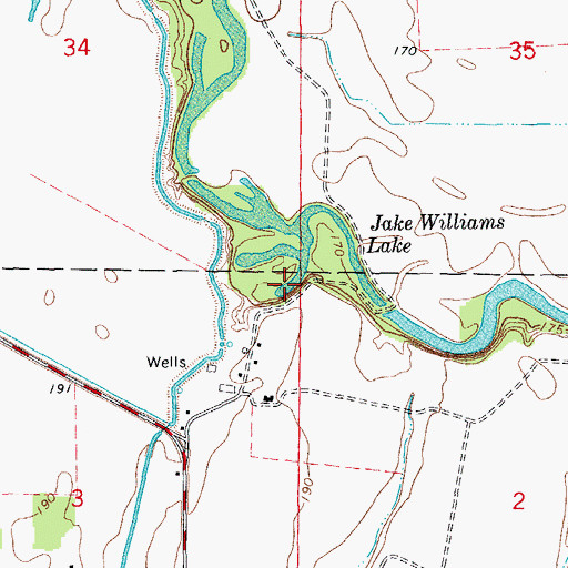 Topographic Map of Jake Williams Lake, AR