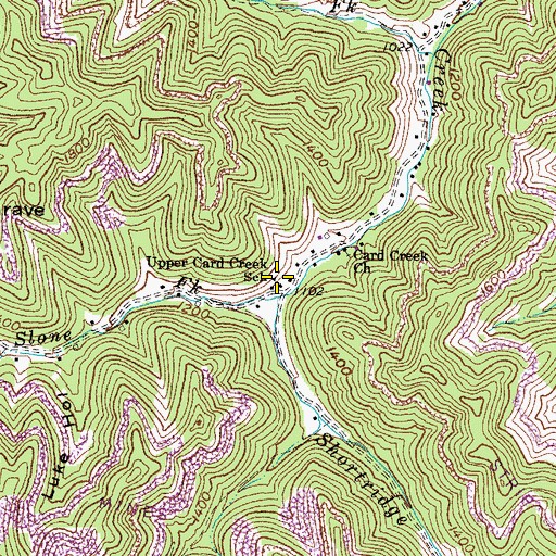 Topographic Map of Upper Card Creek School, KY