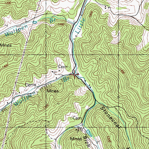 Topographic Map of Upper Wolfpen Branch, KY