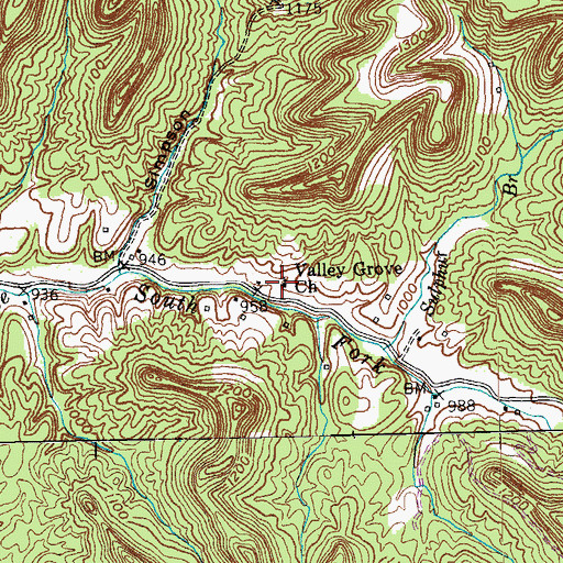 Topographic Map of Valley Grove Church, KY
