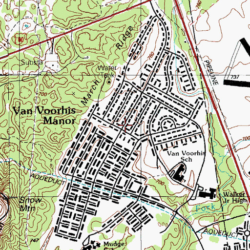 Topographic Map of Van Voorhis Manor, KY