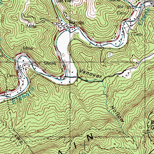 Topographic Map of Vanover Hollow, KY