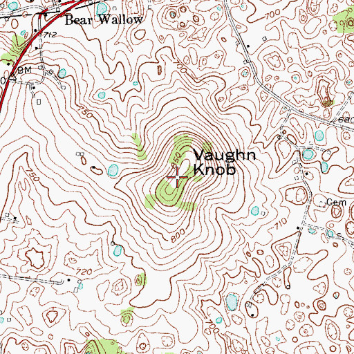 Topographic Map of Vaughn Knob, KY