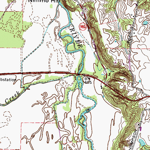 Topographic Map of Wades Creek, KY
