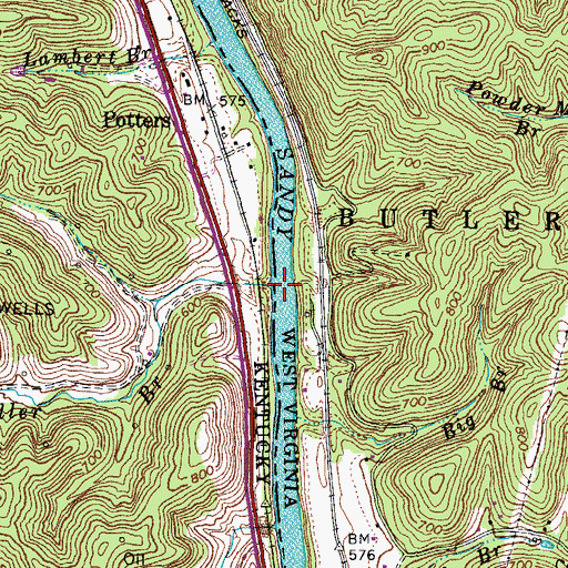 Topographic Map of Waller Branch, KY