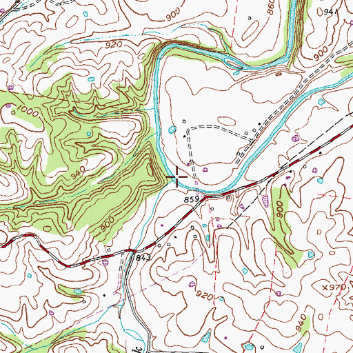 Topographic Map of Walnut Flat Creek, KY