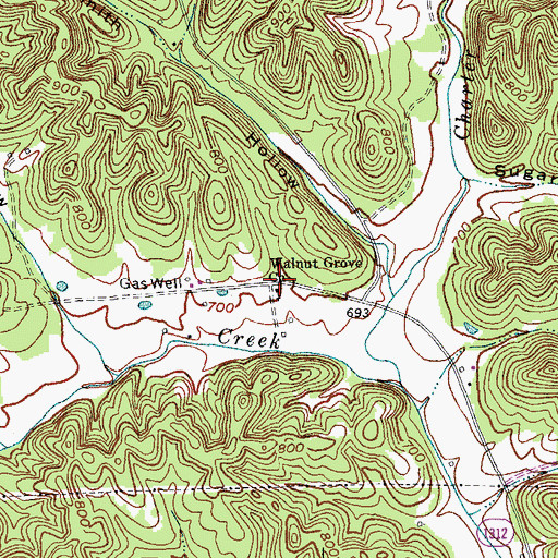 Topographic Map of Walnut Grove Church, KY