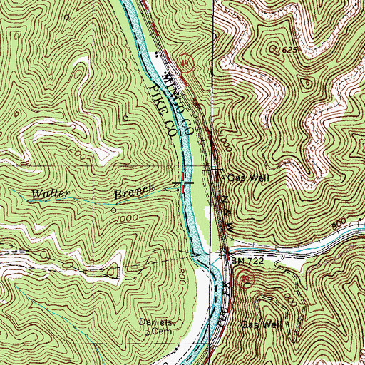 Topographic Map of Walter Branch, KY