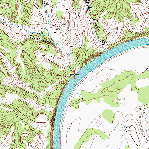 Topographic Map of Ward Branch, KY