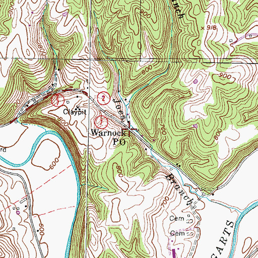 Topographic Map of Warnock Po, KY